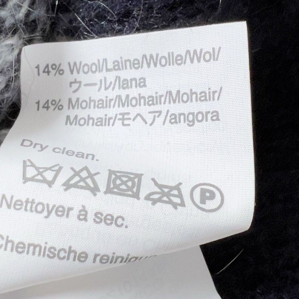 J. Crew Mohair Wool Blend Front Pocket Cardigan Sweater Sz XL Plaid Navy Blue - Picture 7 of 14